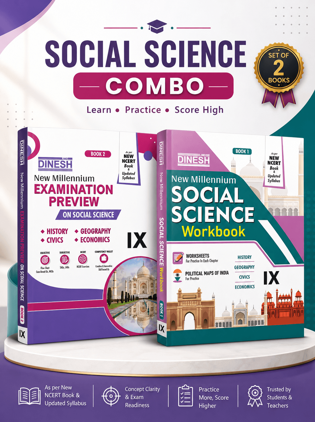 New Millennium Social Science Combo Class 9 (Set of 2 Books) – Workbook & Examination Preview | New NCERT Book & Updated CBSE Syllabus